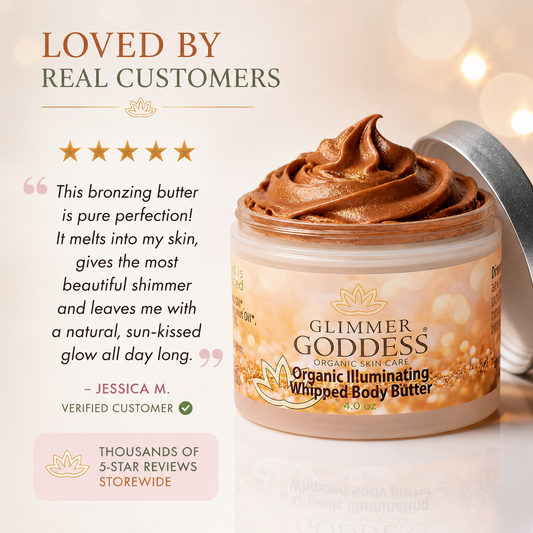 Organic Whipped Bronzing Body Butter – Shimmering Body Moisturizer with Instant Bronze Glow