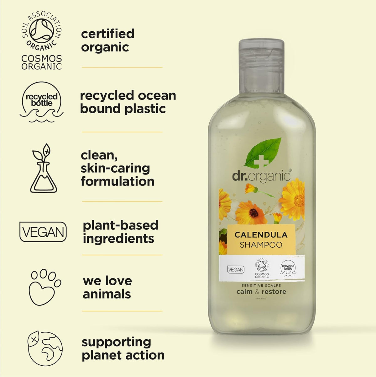 Dr Organic Organic Calendula Calm And Restore Shampoo 265ml