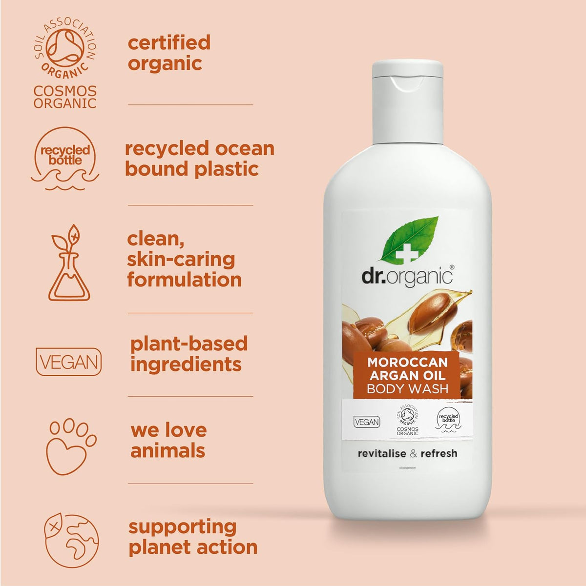 Dr Organic Bioactive Skincare Organic Moroccan Argan Oil Body Wash 250ml