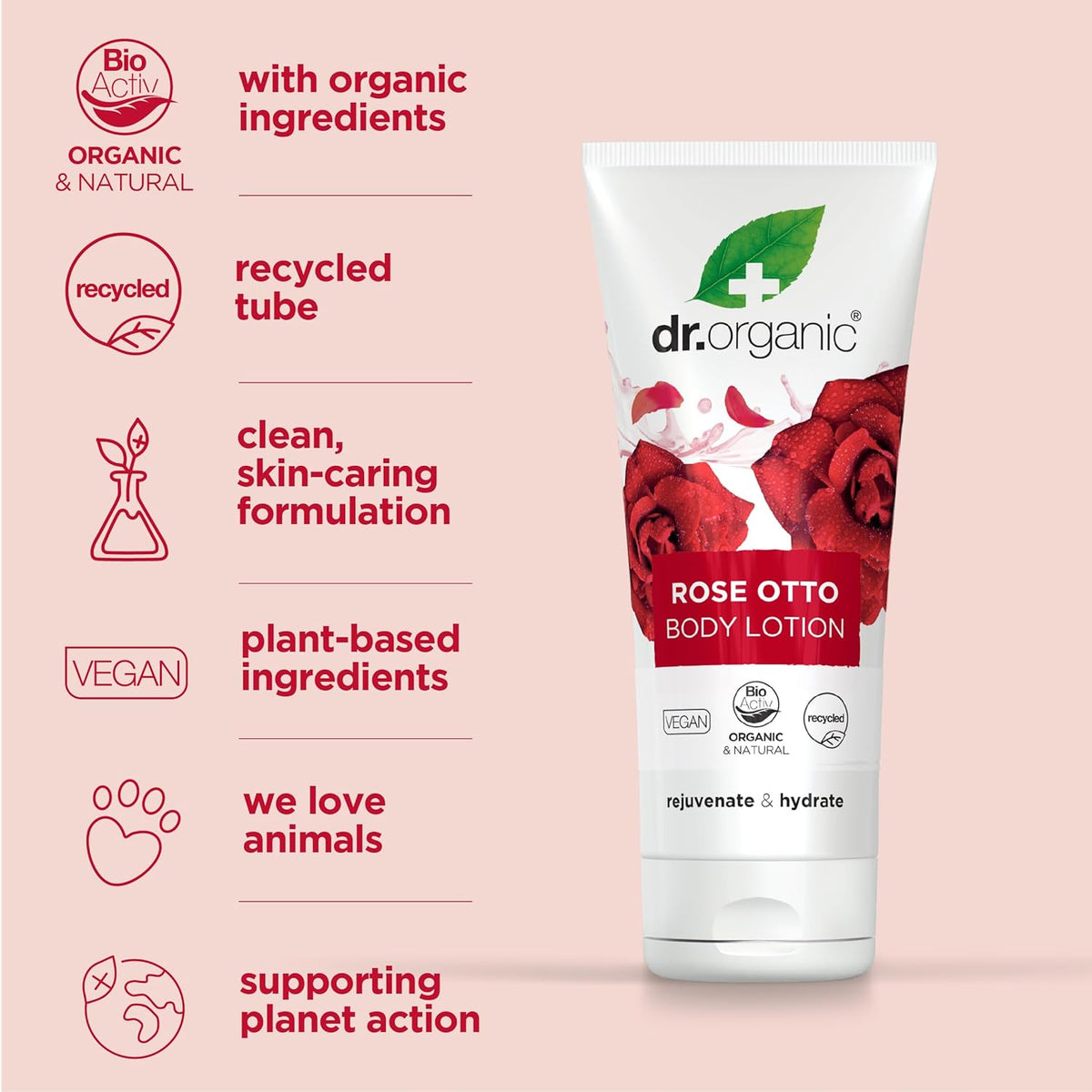 Dr Organic Bioactive Skincare Organic Rose Otto Body Lotion 200ml