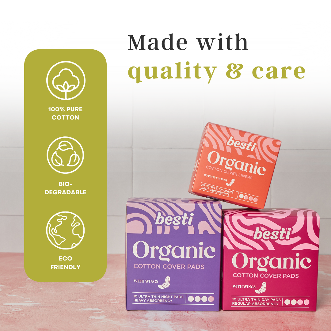 Besti 100% Organic Cotton Night Pads (10 Count)-4