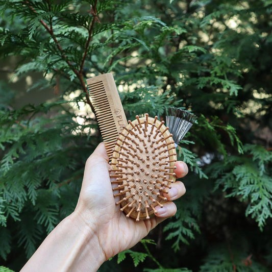 On-The-Go Bamboo Hair Brush Set-1