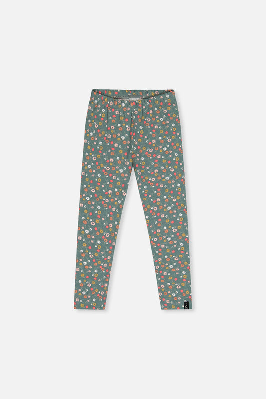 Organic Cotton Leggings Green Floral Print