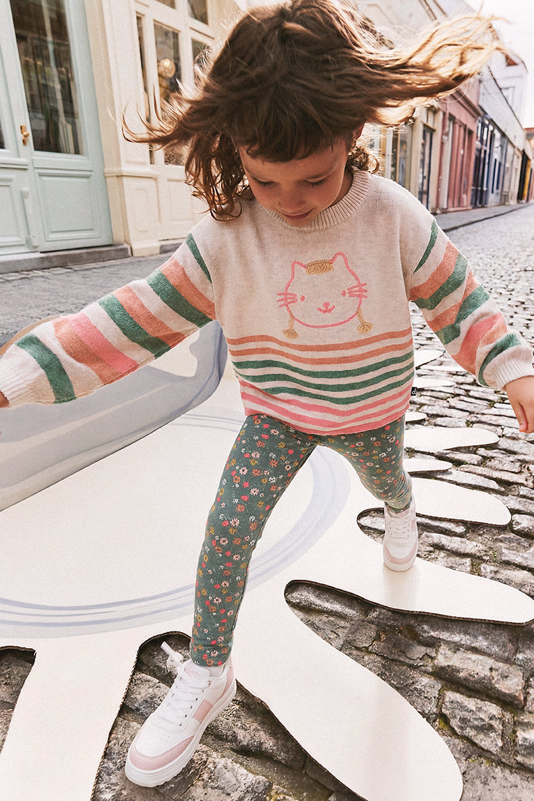 Organic Cotton Leggings Green Floral Print