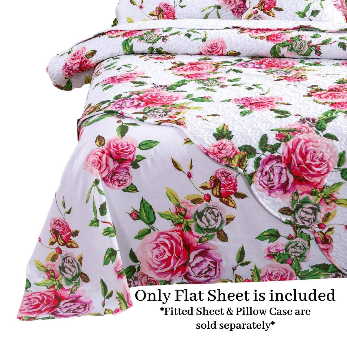 DaDa Bedding Pink Romantic Roses Floral Sheet Set-3