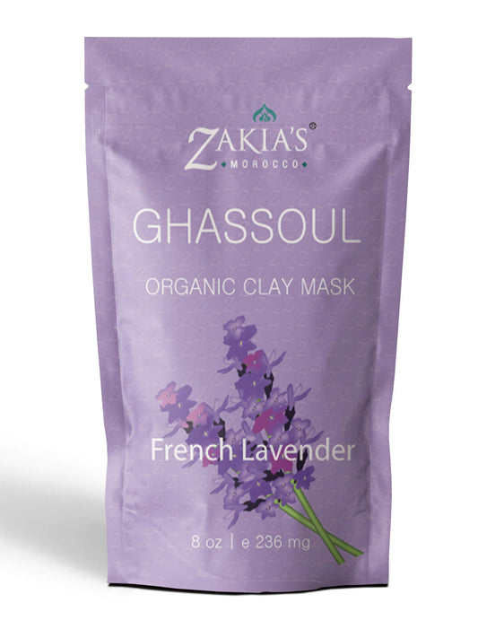 Zakia's Morocco - Organic Moroccan Ghassoul "Rhassoul" Clay Face and Hair Mask - Lavender - 8 oz.