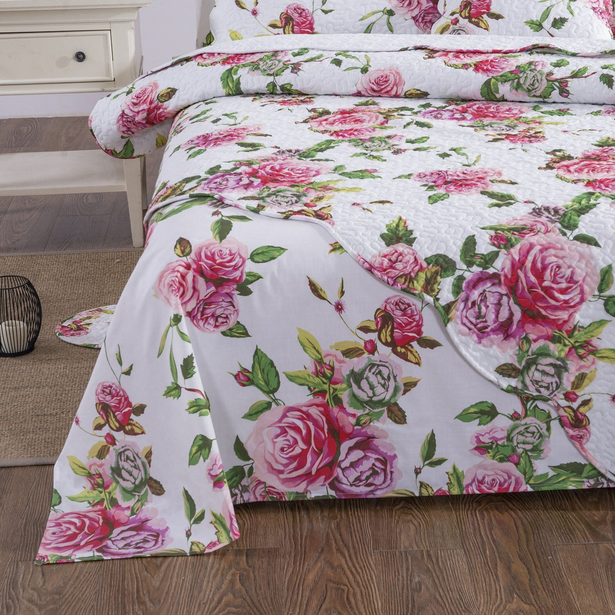 DaDa Bedding Pink Romantic Roses Floral Sheet Set-2